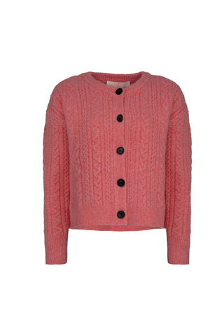 Coop - Cable Setting Cardigan // Pink // Charcoal